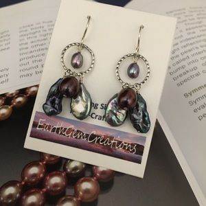 OOAK Pearls and Sterling Dangle Earrings Handmade!